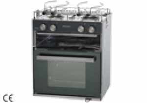 CAN CUCINA A GAS CON PIANO DI COTTURA INOX 2 FUOCHI E FORNO CON GRILL